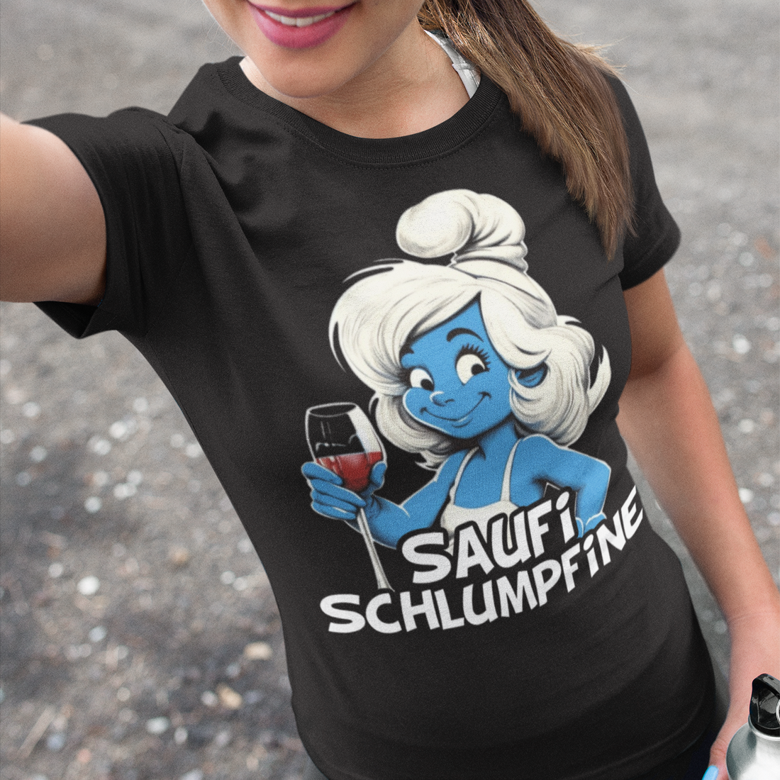 Saufi Schlumpfine Grafik - Damen Premium Bio T-Shirt