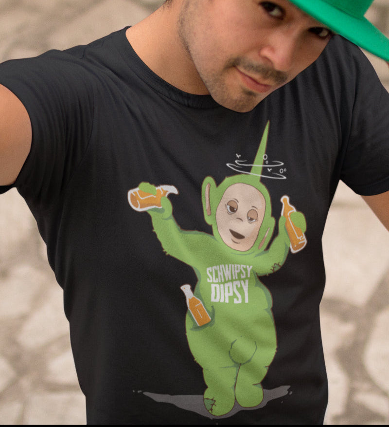 Schwipsy Dipsy T-Shirt Herren – Lustiges Teletubbie Suff Motiv zum feiern