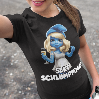 Sekt Schlumpfine Grafik - Damen Premium Bio T-Shirt