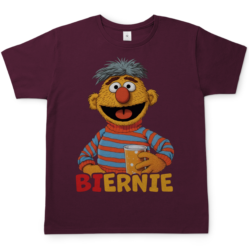 Sesamstraße - Ernie Biernie - Herren Shirt Burgundy
