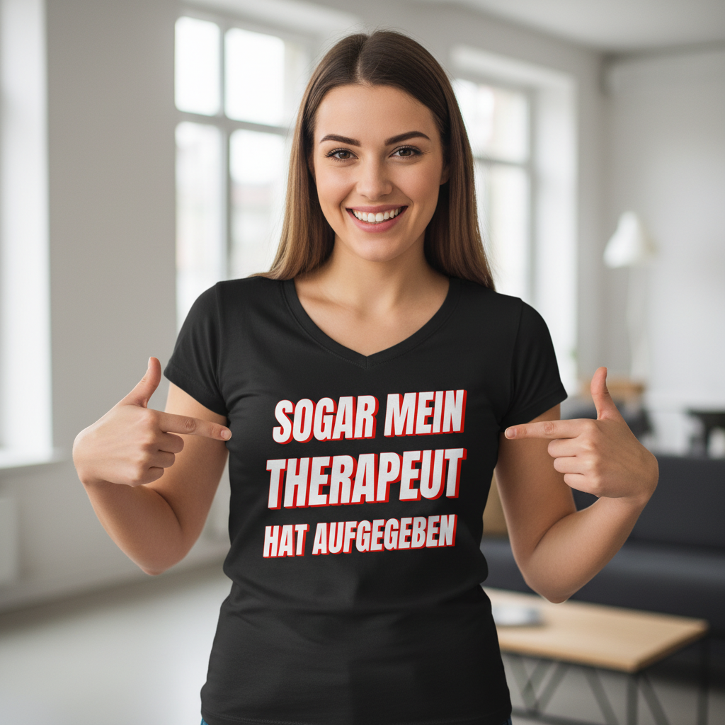 Sogar mein Therapeut hat aufgegeben - Damen V-Neck T-Shirt