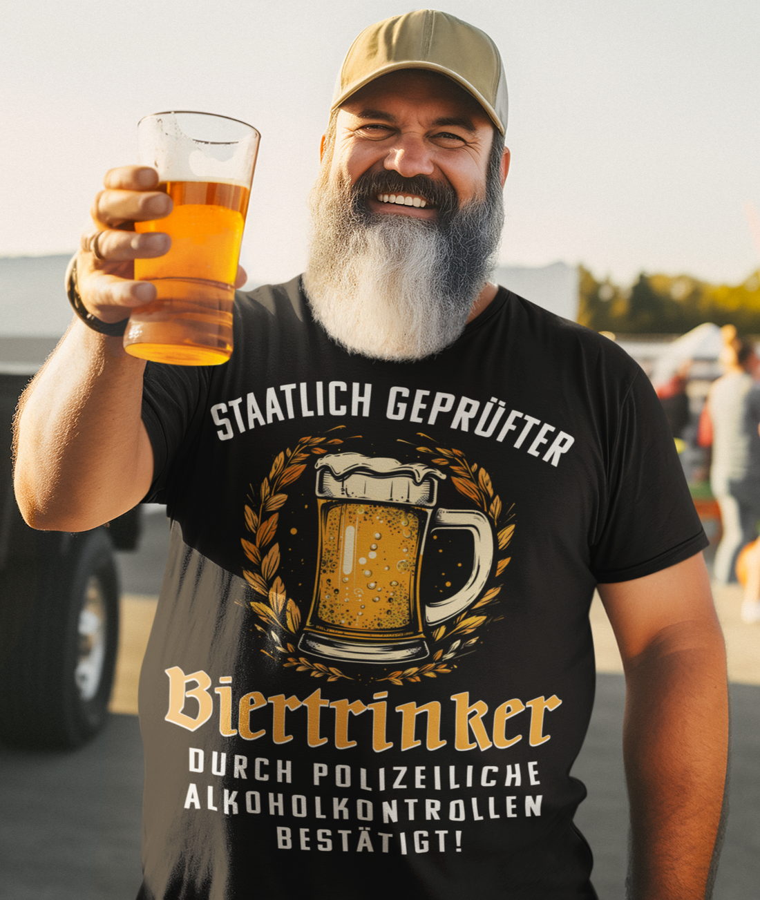 Staatlich geprüfter Biertrinker durch Polizeiliche Alkoholkontrollen - Herren Premium Bio T-Shirt