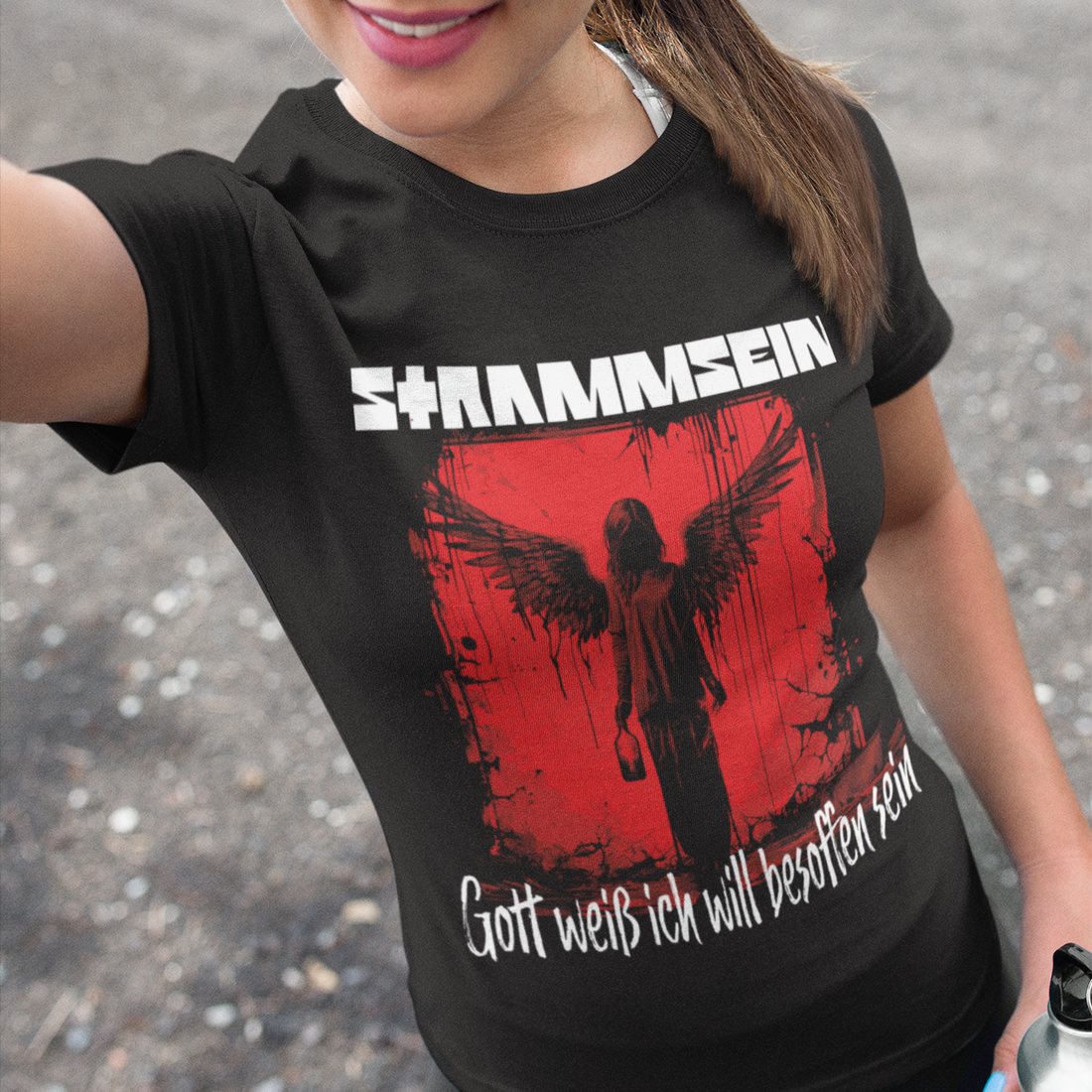 Strammsein Gott weiß ich will besoffen sein - Damenshirt