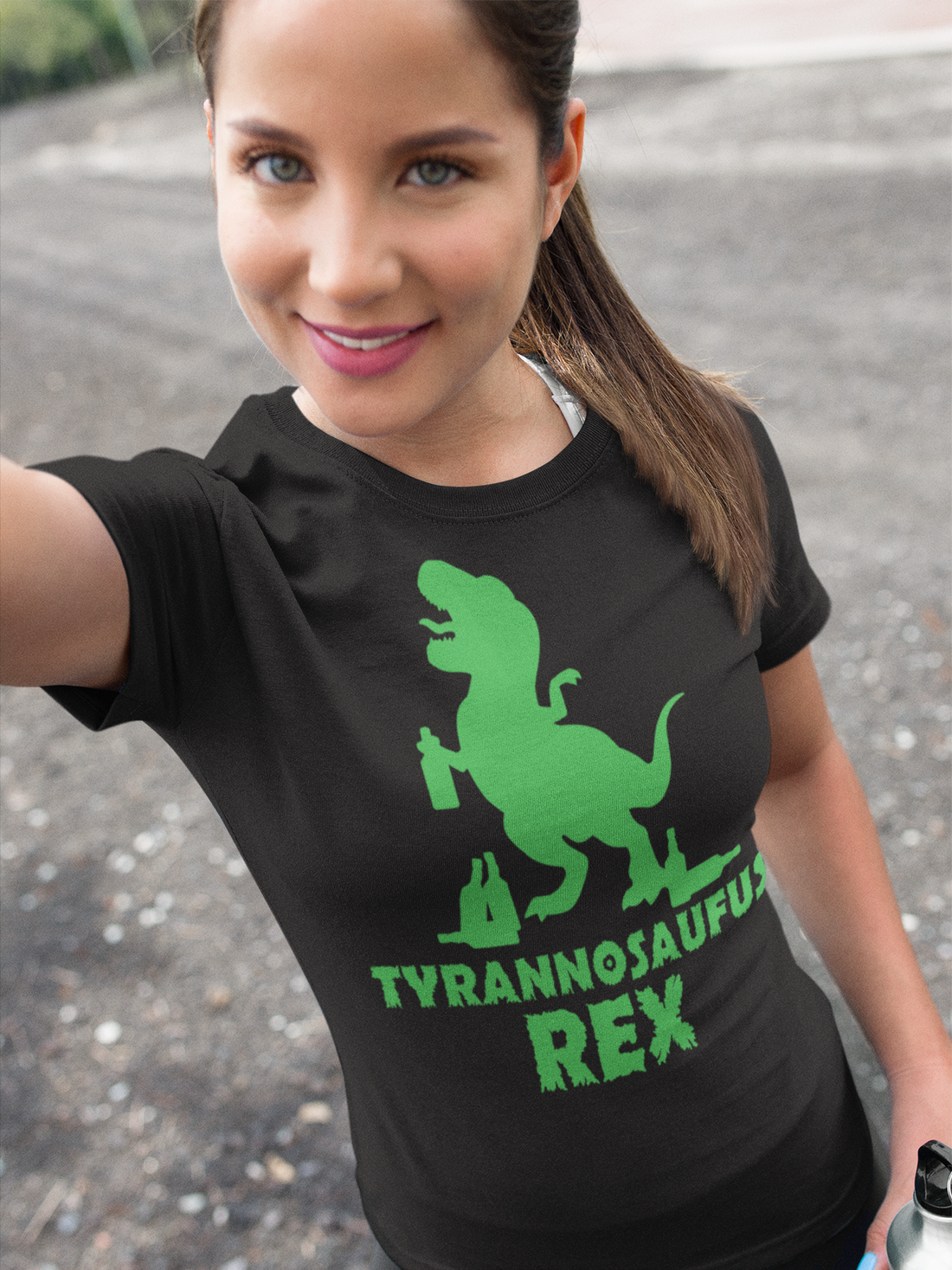 Tyrannosaufus Tyrannosaurus Rex Dinosaurier mit Bier - Damen Premium Bio T-Shirt