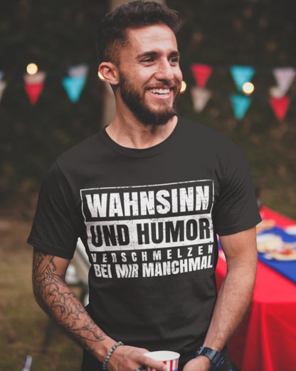 Lustiges Herren Bio T-Shirt – Wahnsinn und Humor – Sprüche Shirt Männer