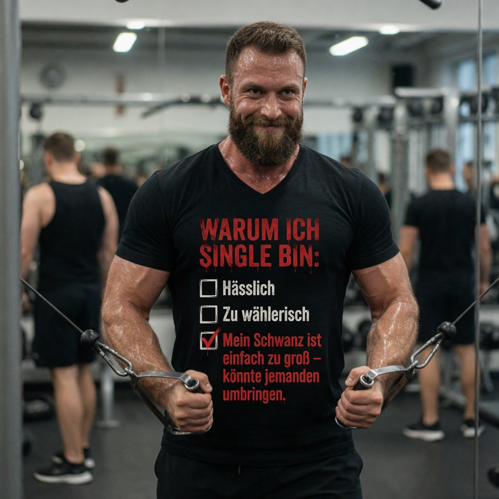 Warum ich Single bin mein Schwanz ist zu groß - Herren V-Neck T-Shirt
