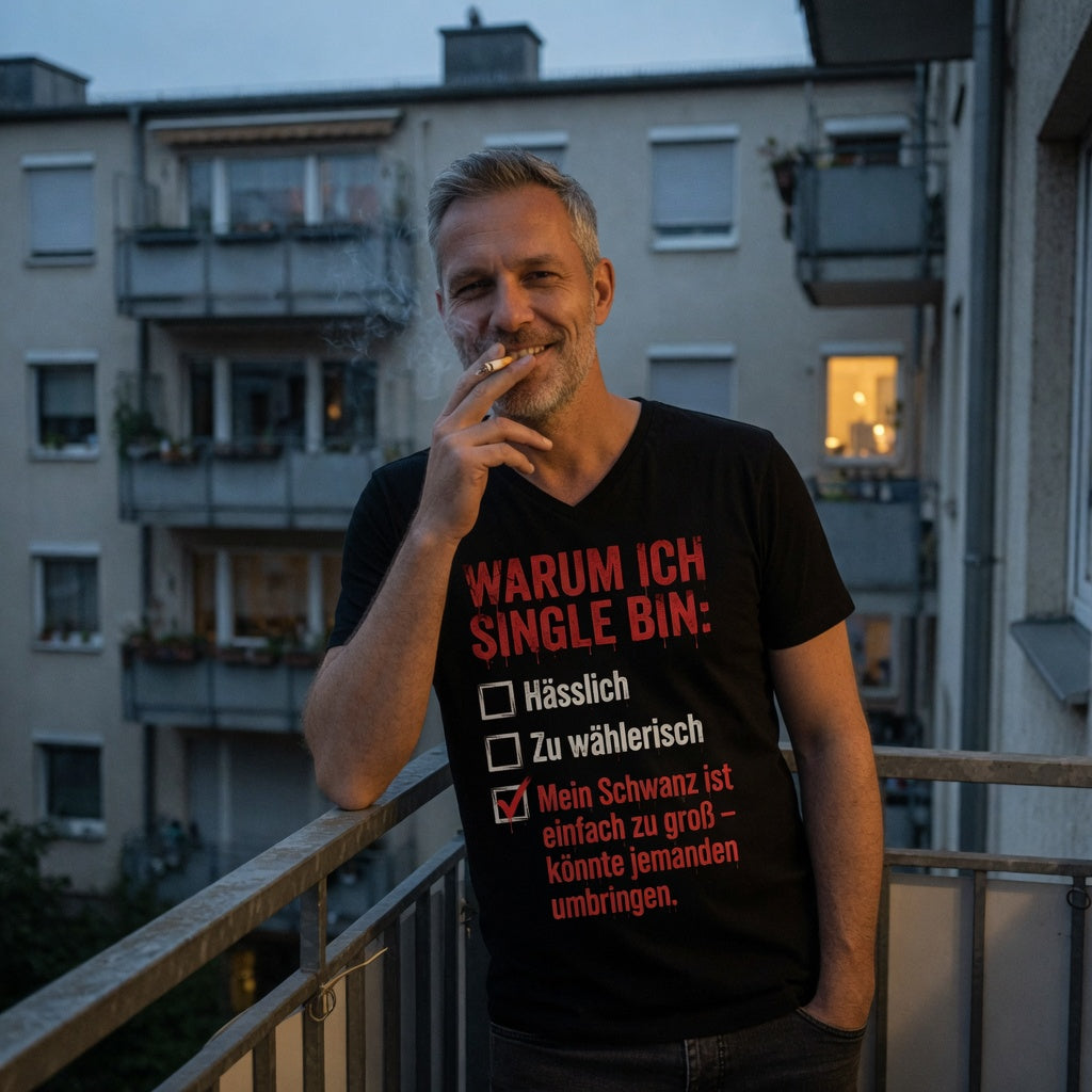 Warum ich Single bin mein Schwanz ist zu groß - Herren V-Neck T-Shirt