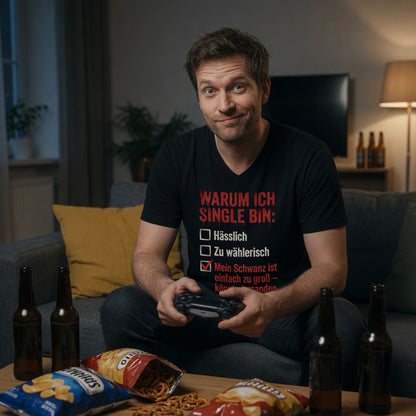 Warum ich Single bin mein Schwanz ist zu groß - Herren V-Neck T-Shirt