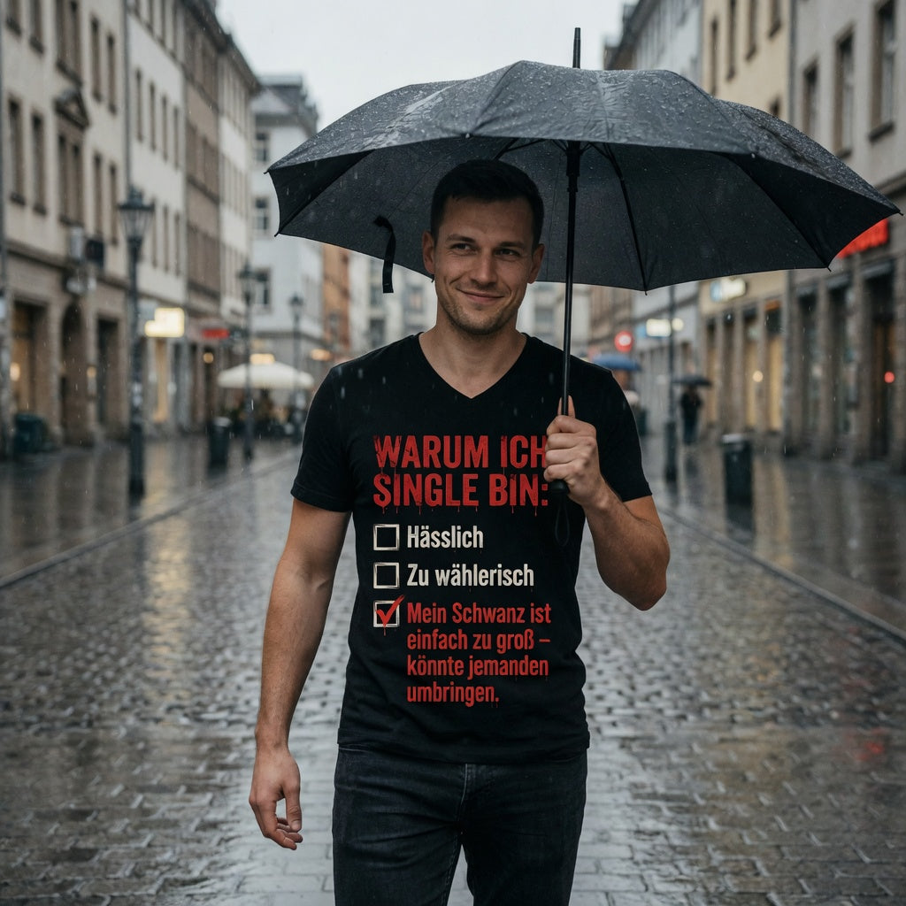 Warum ich Single bin mein Schwanz ist zu groß - Herren V-Neck T-Shirt