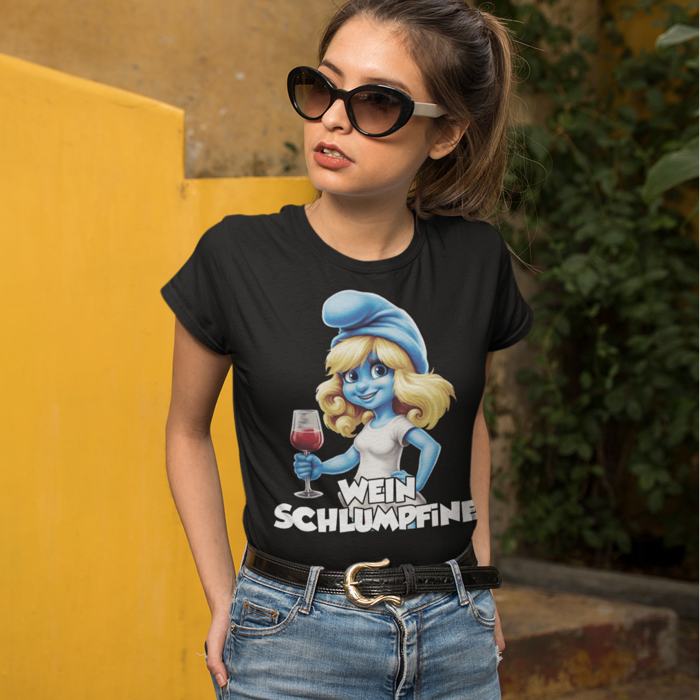 Wein Schlumpfine Grafik - Damenshirt