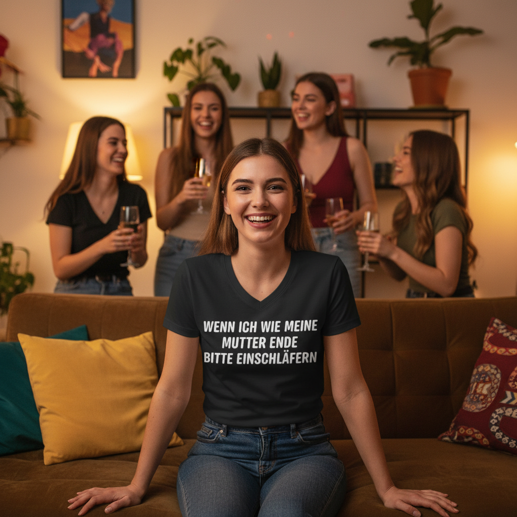 Wenn ich wie meine Mutter ende bitte einschläfern - Damen V-Neck T-Shirt