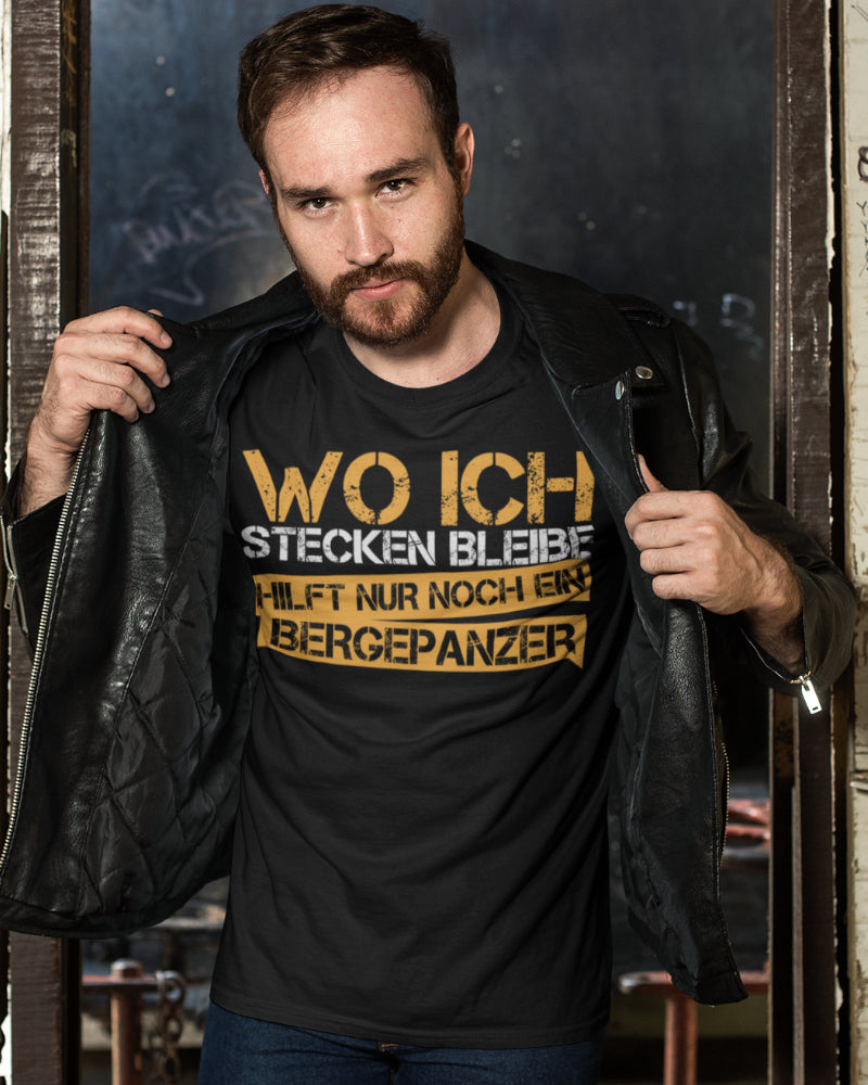 4x4 Allrad Herren T-Shirt – Wo ich stecken bleibe hilft nur ein Bergepanzer