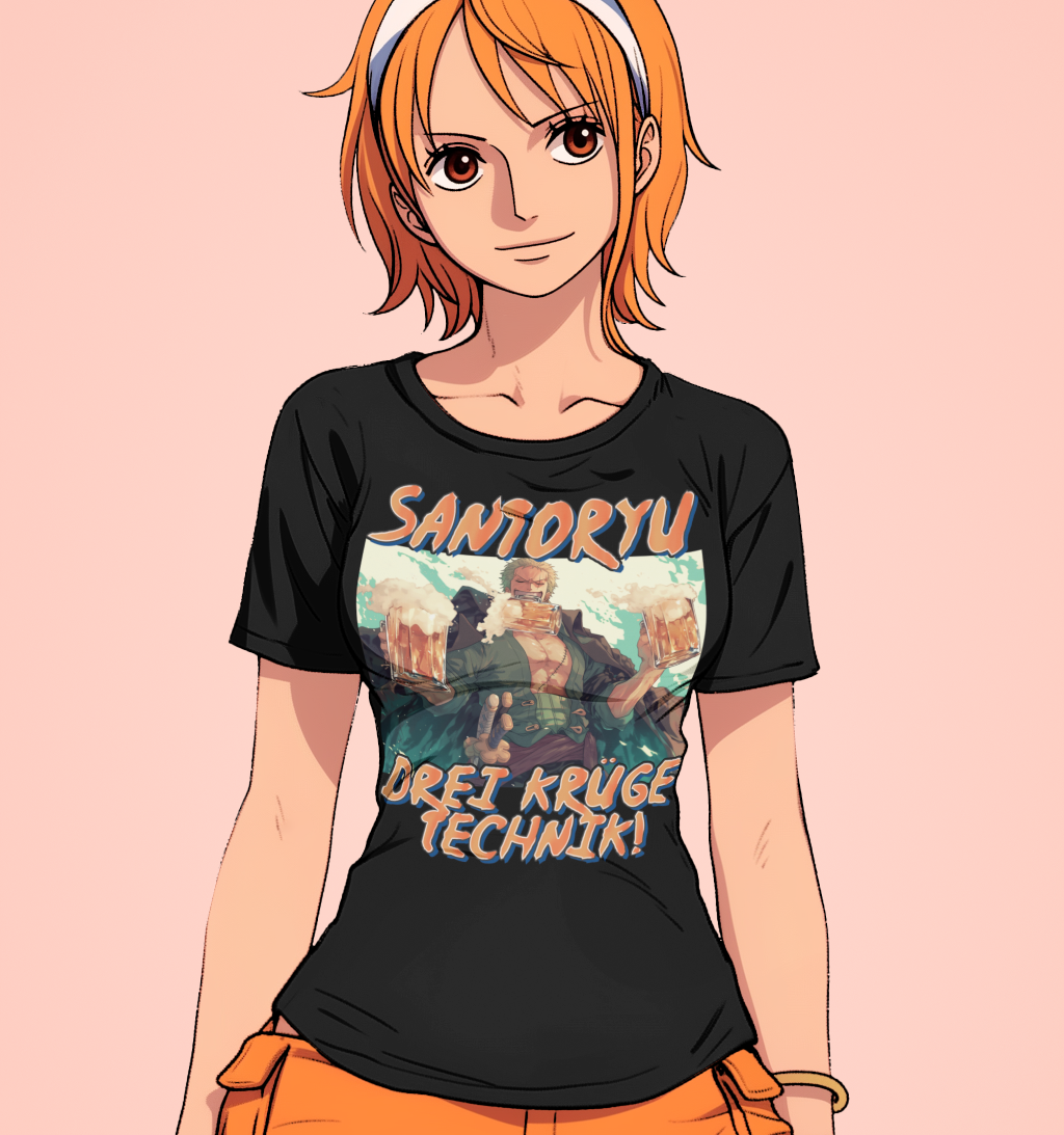 Zorro One Piece - Santoryu drei Krüge Technik - Damenshirt