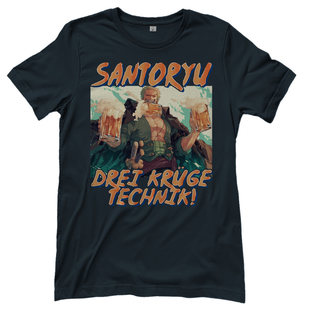 Zorro One Piece - Santoryu drei Krüge Technik - Damenshirt Dark Grey Solid