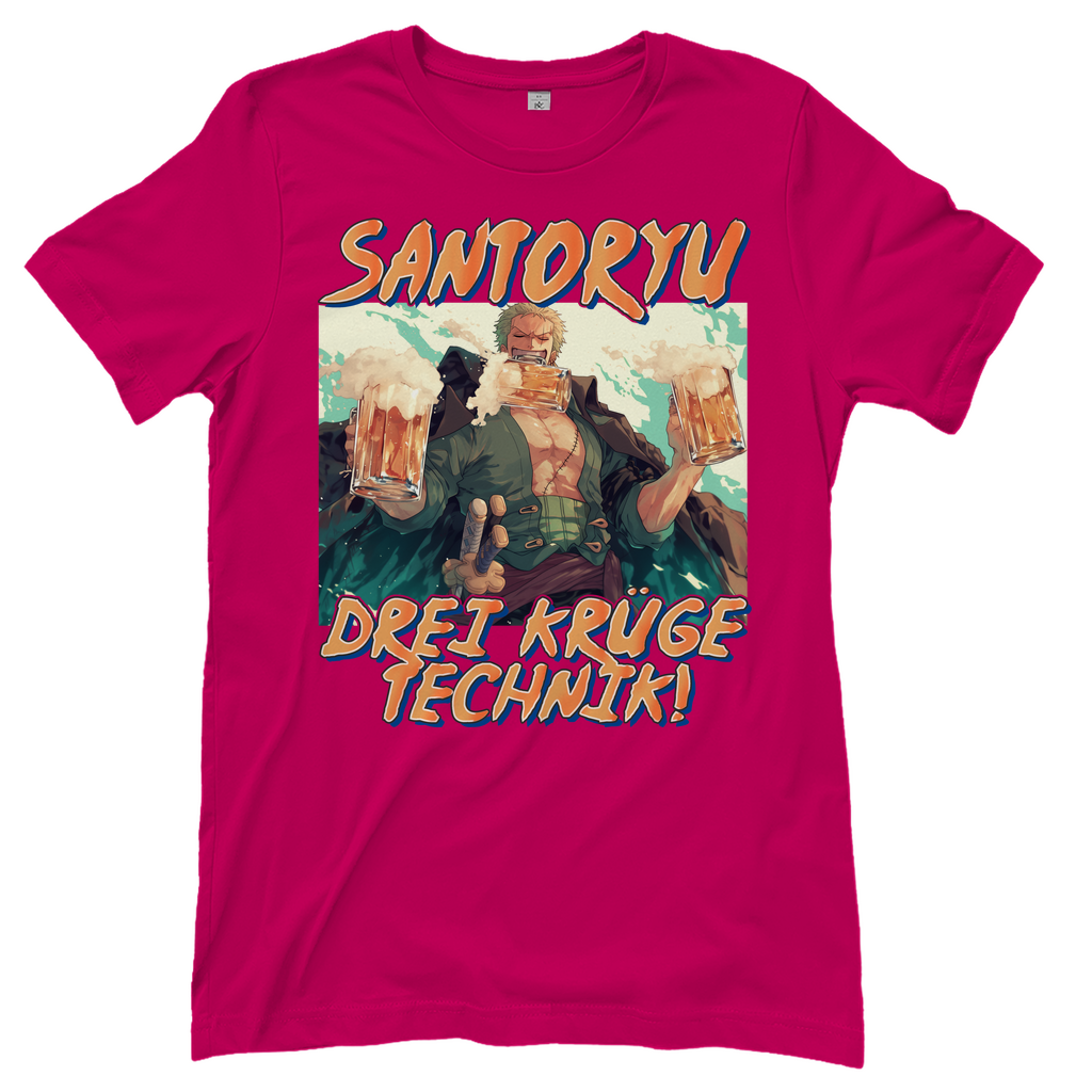 Zorro One Piece - Santoryu drei Krüge Technik - Damenshirt Sorbet