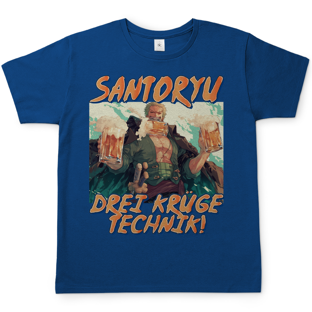 Zorro One Piece - Santoryu drei Krüge Technik - Herren Shirt Royal Blue