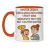 Zweifarbige Tasse genervte Mutter mit kaltem Kaffee in orange