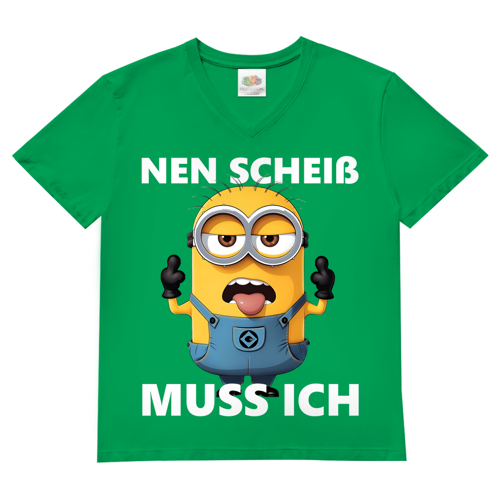 Herren V-Neck T-Shirt Nen Scheiß Muss Ich Minion