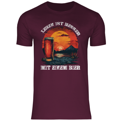 Leben ist besser mit einem Bier - Herren Shirt Burgundy