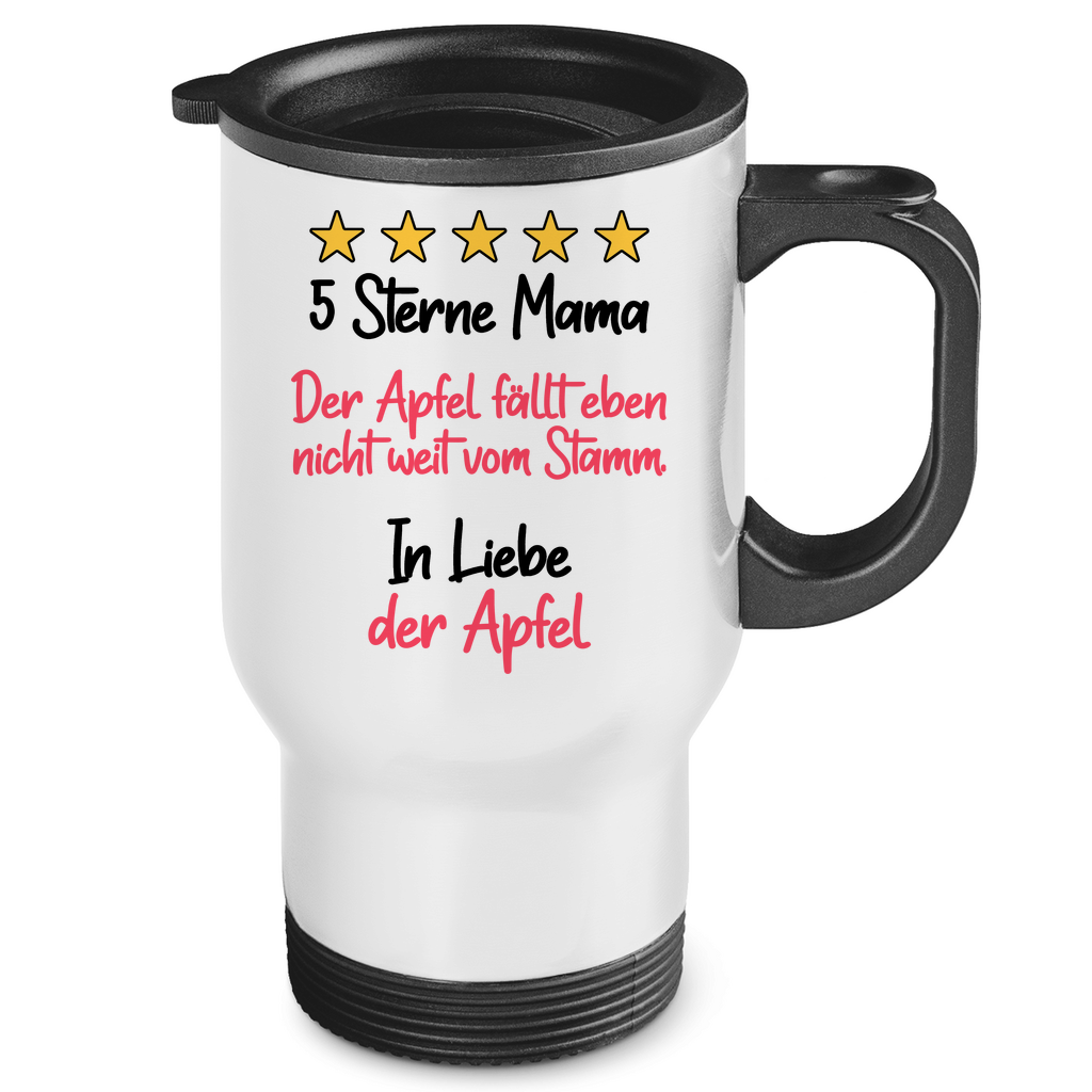 5 Sterne Mama in liebe der Apfel - Edelstahl-Thermobecher