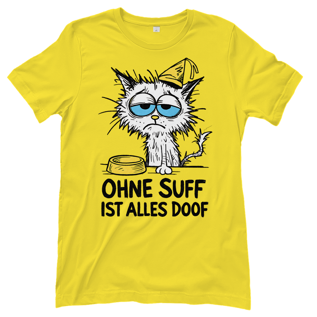 Suffkatze ohne Suff ist alles Doof - Damen T-Shirt Solar Yellow