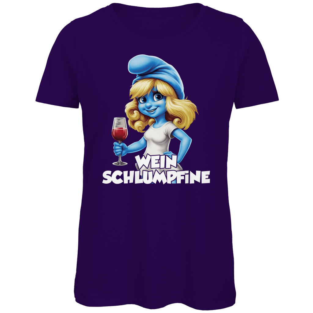 Wein Schlumpfine Grafik - Damen Premium Bio T-Shirt