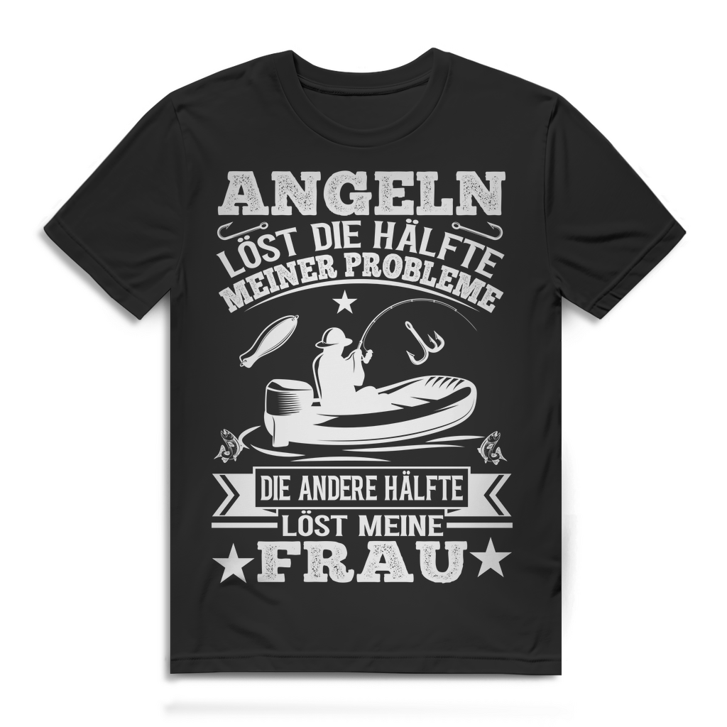 Herren T-Shirt Angler – Angeln löst die Hälfte meiner Probleme – Funshirt