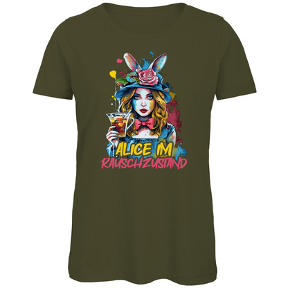 Alice im Rauschzustand Bunt - Damen Premium Bio T-Shirt Khaki