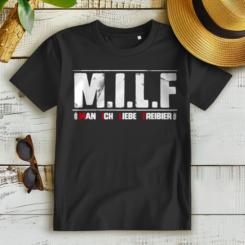 M.I.L.F Shirt Damen – Man ich liebe Freibier T-Shirt mit frechem Bier Spruch