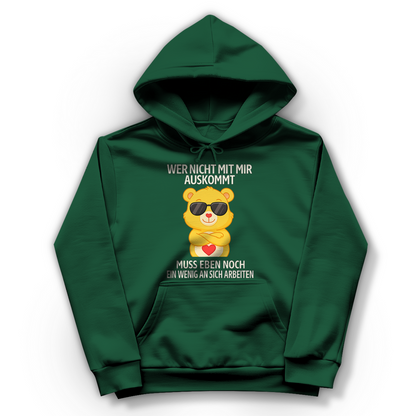 Damen Hoodie Muss an sich Arbeiten Glücksbärchi Bottle Green