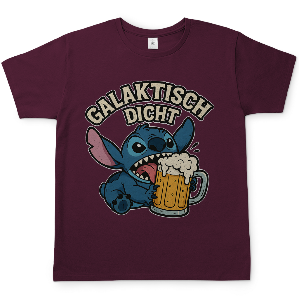 Stitch Galaktisch Dicht Bier Alien - Herren T-Shirt Burgundy