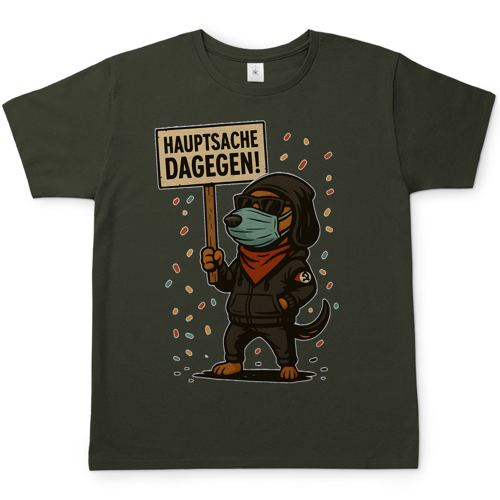 Hauptsache Dagegen Protest Dackel Hunde - Herren T-Shirt Urban Khaki