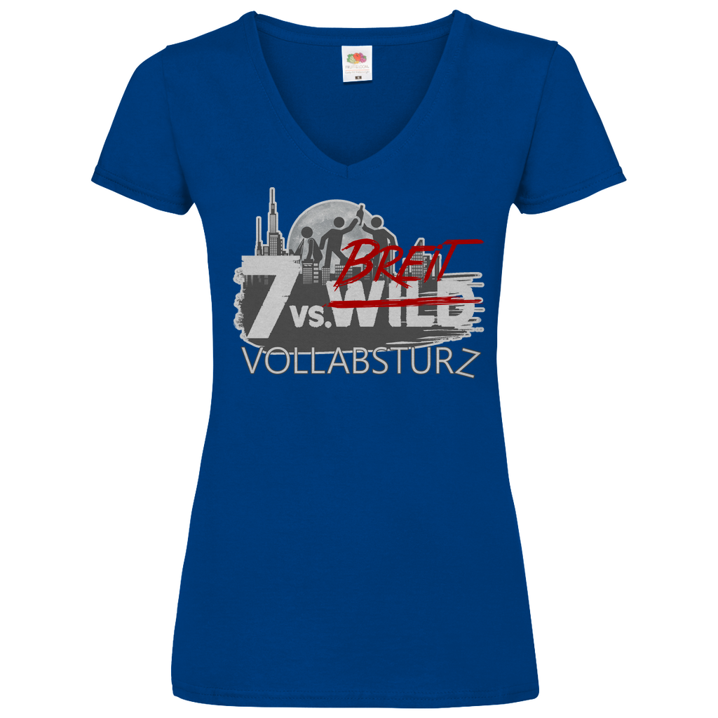 7 vs Breit Vollabsturz - V-Neck Damenshirt