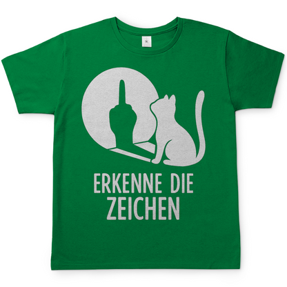 Herren T-Shirt Erkenne Die Zeichen Katze Katzenliebhaber Funshirt Kelly Green