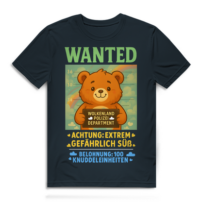 Herren Premium Bio T-Shirt Wanted Glücksbärchi Wolkenland Extrem Gefährlich Süß Dark Grey Solid