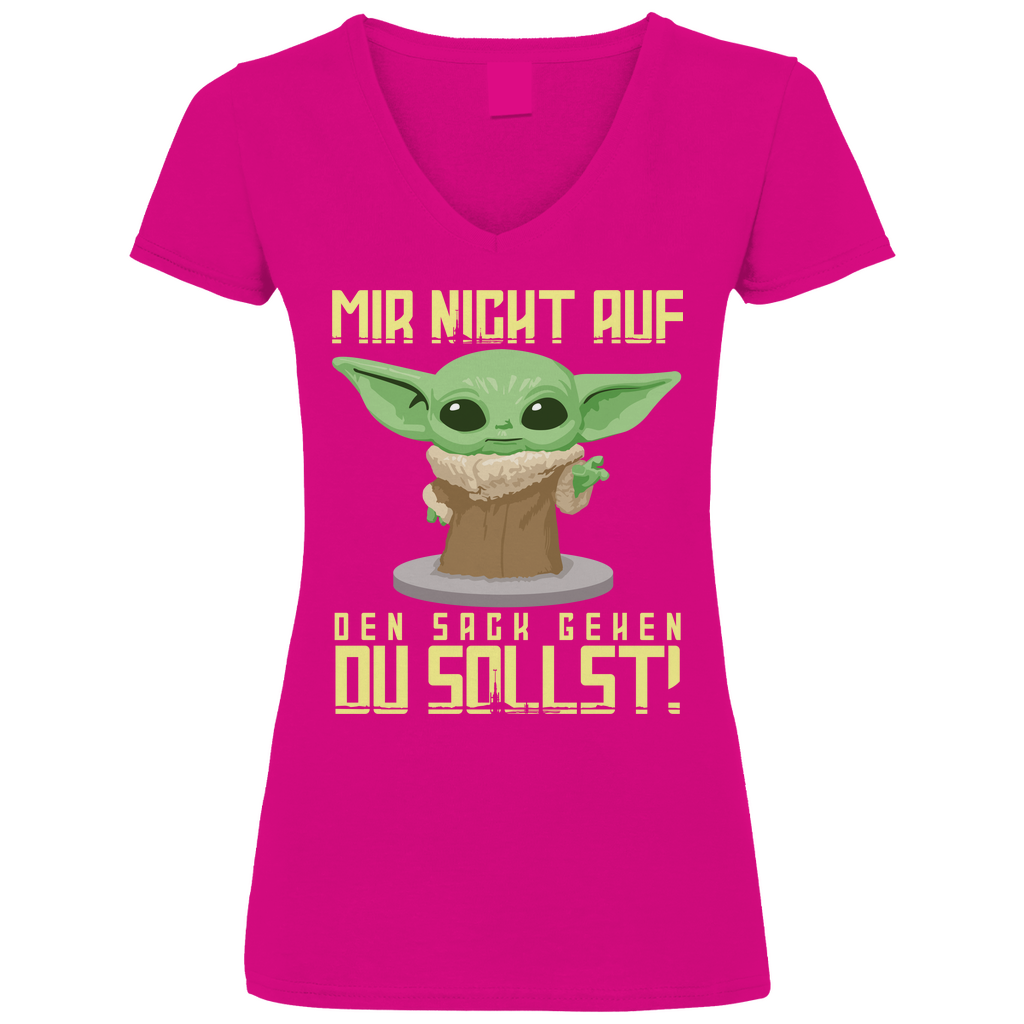 Mir nicht auf den Sack gehen du sollst Baby Yoda Grogu - V-Neck Damenshirt