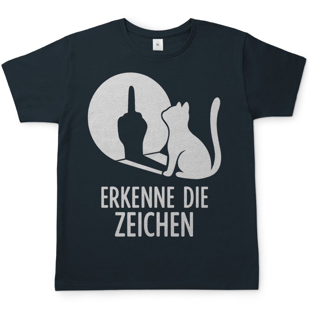 Herren T-Shirt Erkenne Die Zeichen Katze Katzenliebhaber Funshirt Dark Grey Solid