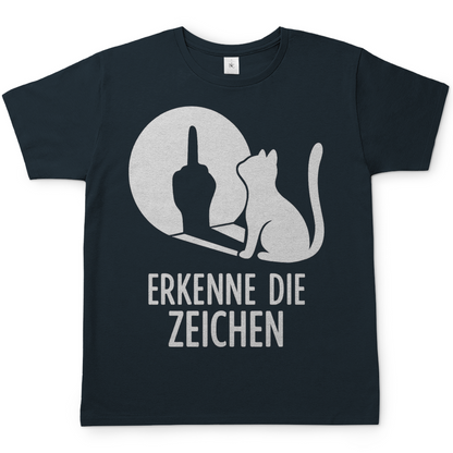 Herren T-Shirt Erkenne Die Zeichen Katze Katzenliebhaber Funshirt Dark Grey Solid