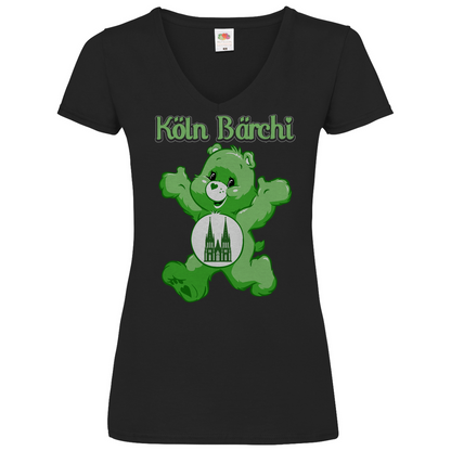 Köln Bärchi - Glücksbärchi - V-Neck Damenshirt Black