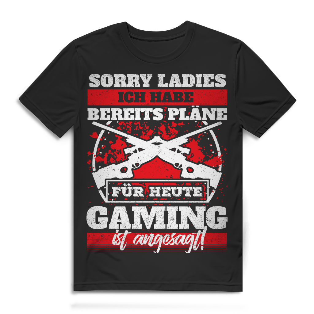 Gaming T-Shirt Herren – Sorry Ladies ich habe Pläne – Lustiges Zocker Shirt Black