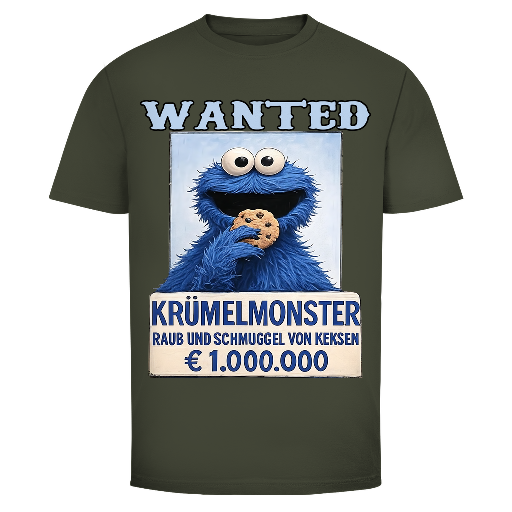 Wanted Krümelmonster Raub und Schmuggel von Keksen - Herren T-Shirt Urban Khaki