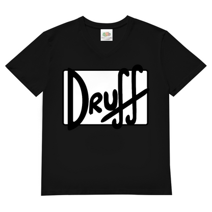Herren V-Neck T-Shirt druﬀ – Bold Retro Logo Design im Cartoon-Style Black