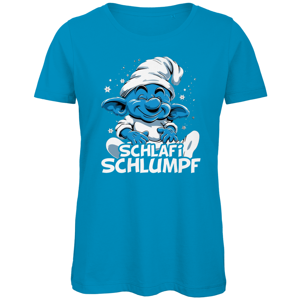 Schlafi Schlumpf Grafik - Damen Premium Bio T-Shirt Atoll