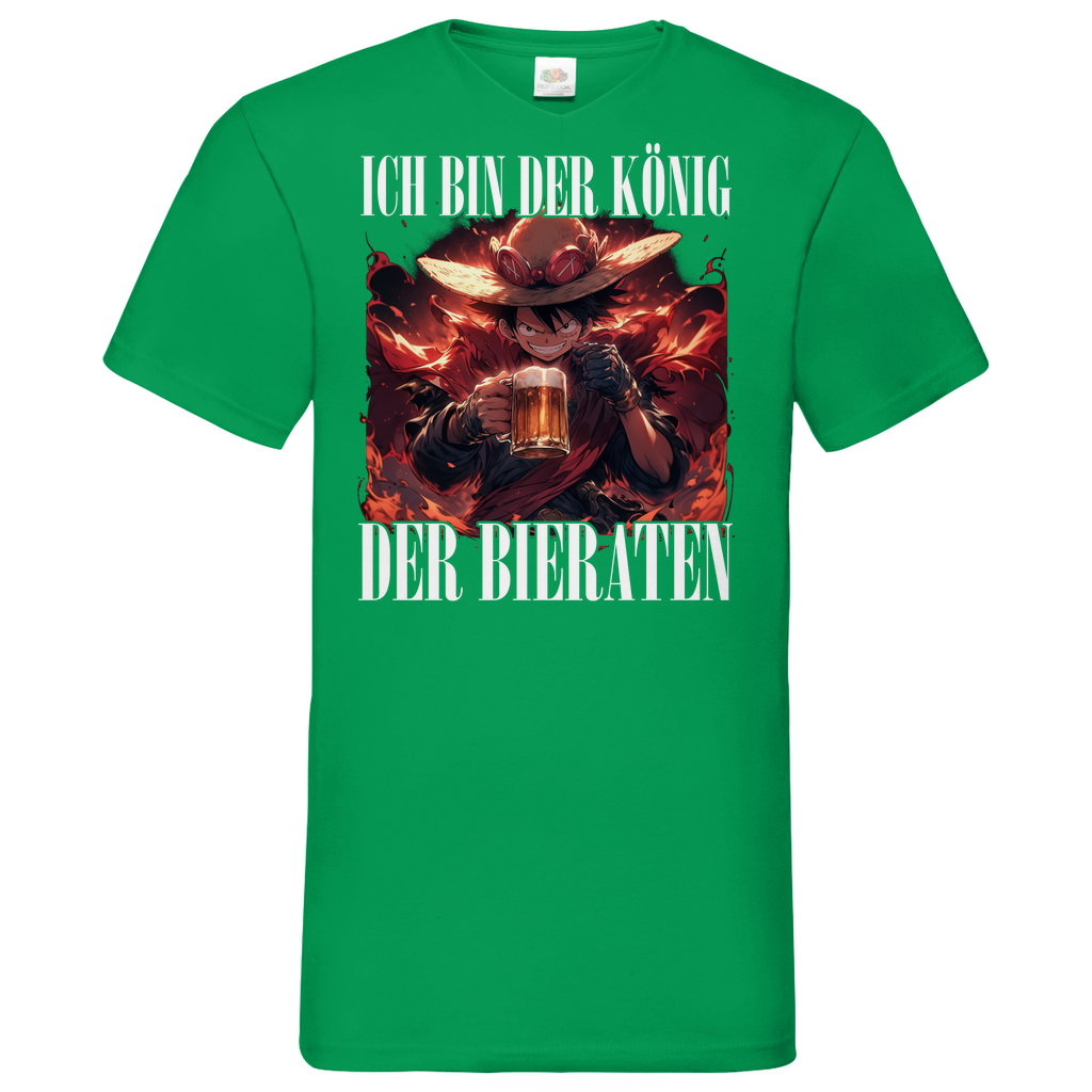 König der Bieraten - One Piece Ruffy - Herren V-Neck Shirt Kelly Green