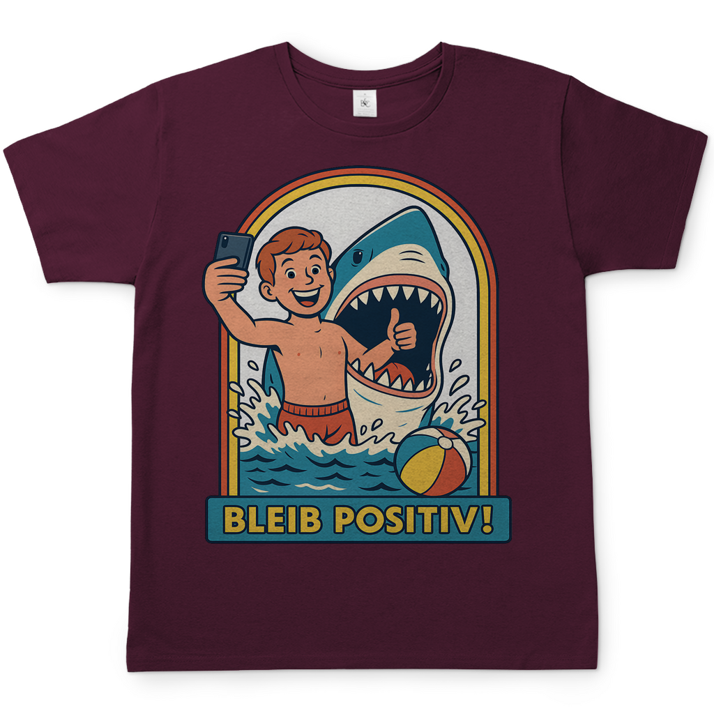 Bleib Positiv Hai Selfie Retro - Herren T-Shirt Burgundy