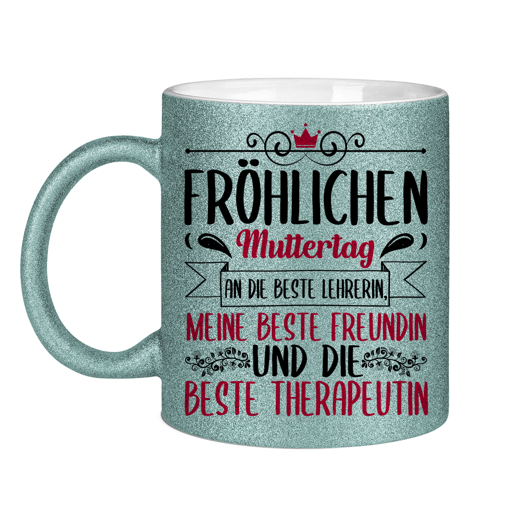 Fröhlichen Muttertag an die beste Mutter - Glitzertasse Light Blue Glitter One size