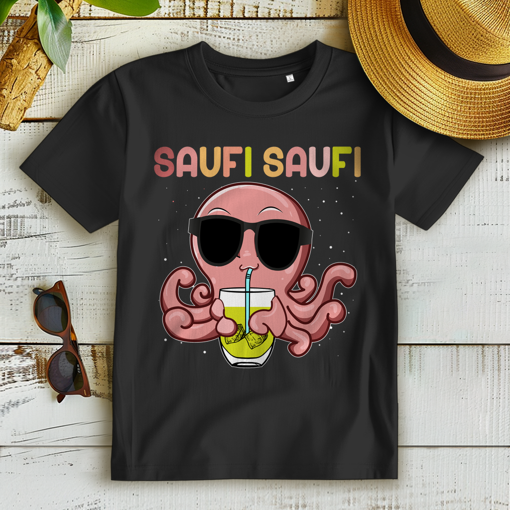 Saufi Saufi Octopus Damen T-Shirt lustig Oktopus Funshirt Party Frauen Shirt
