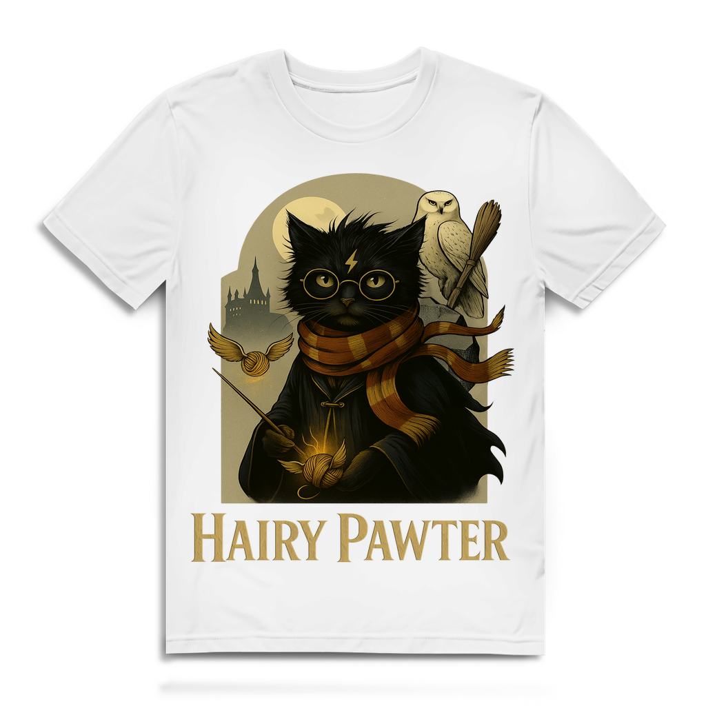 Hairy Pawter Harry Potter Katze - Herren Premium Bio T-Shirt White