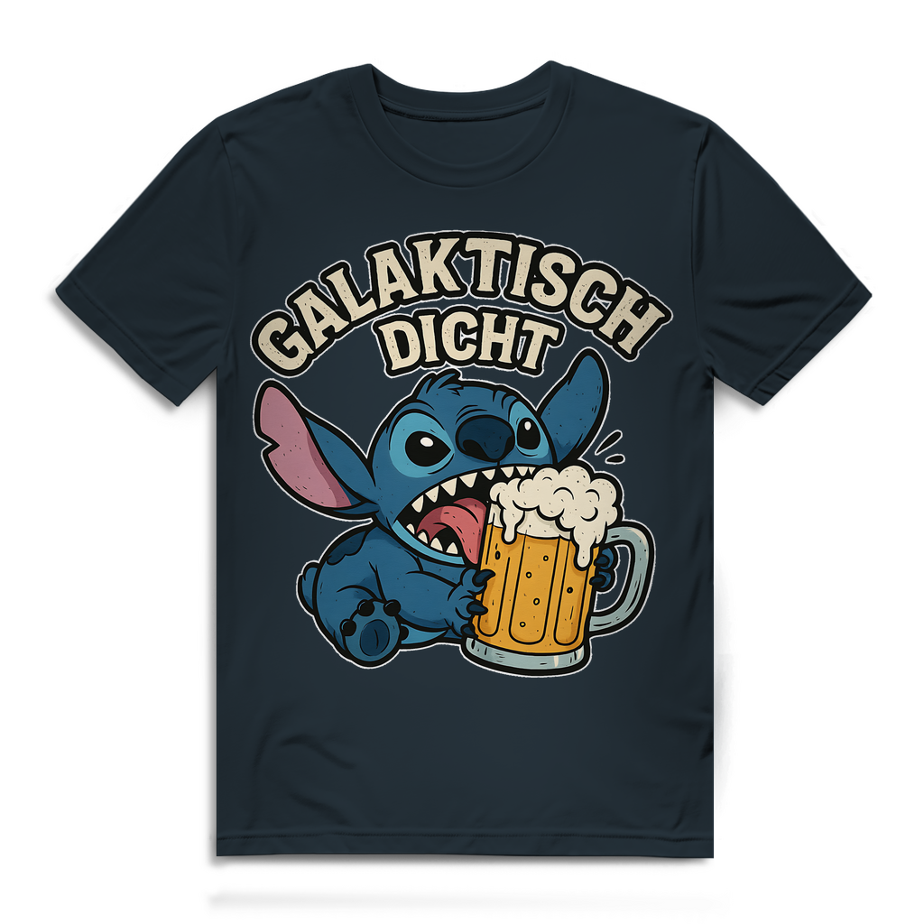 Stitch Galaktisch Dicht Bier Alien - Herren Premium Bio T-Shirt Dark Grey Solid