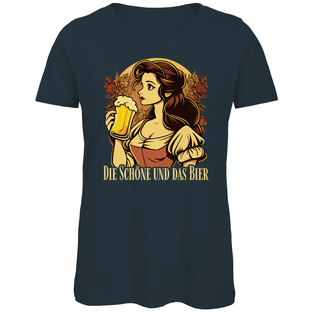 Die Schöne und das Bier Belle - Damen Premium Bio T-Shirt Dark Grey
